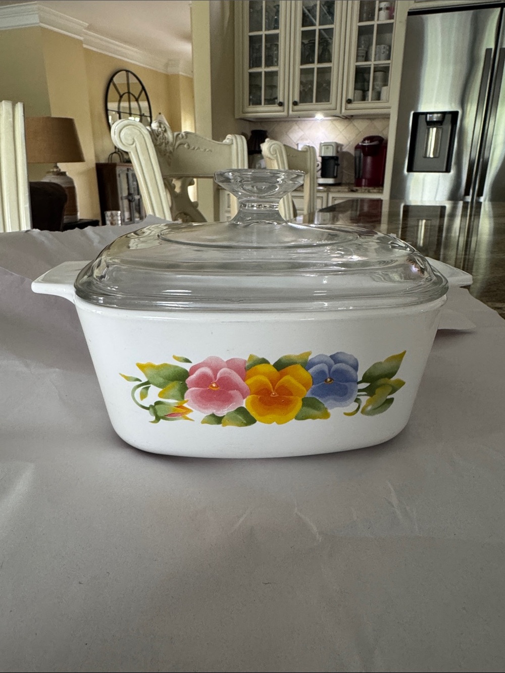 Vintage “Summer Blush” Corningware Casserole Dish